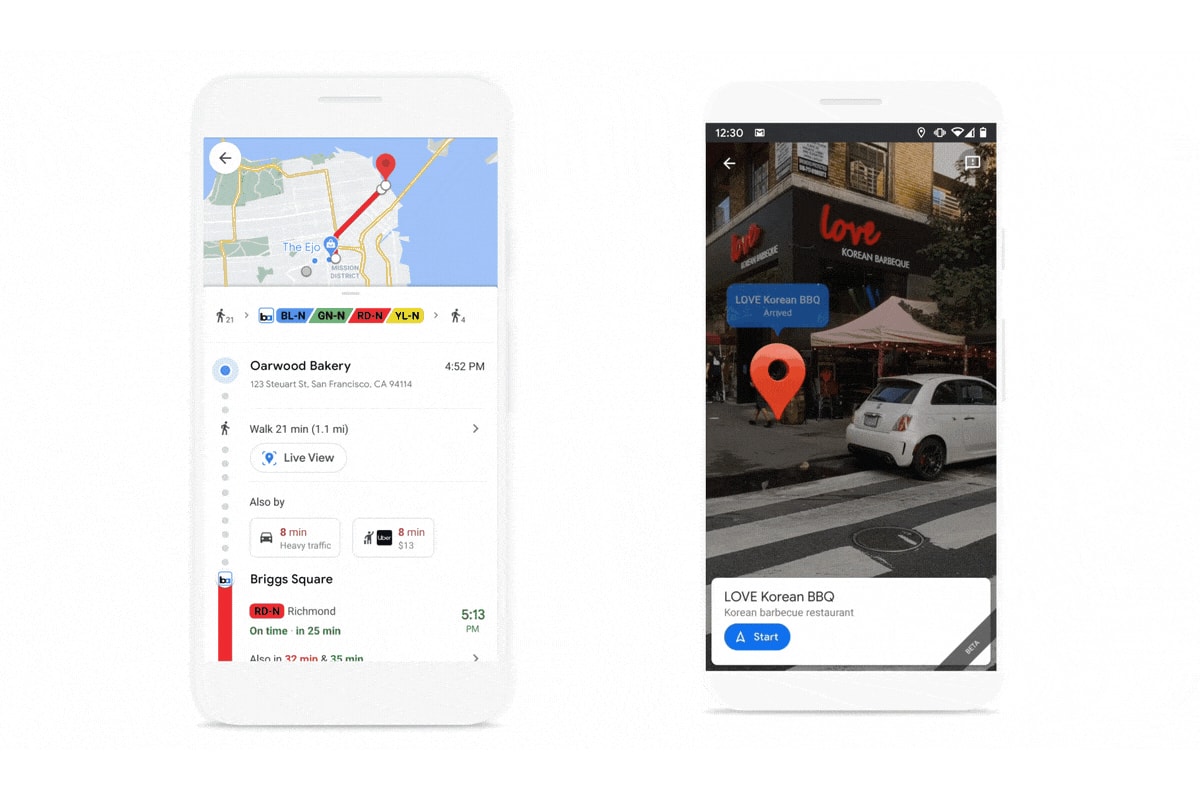 google maps live view android ios apple iphone pixel augmented reality landmarks update release
