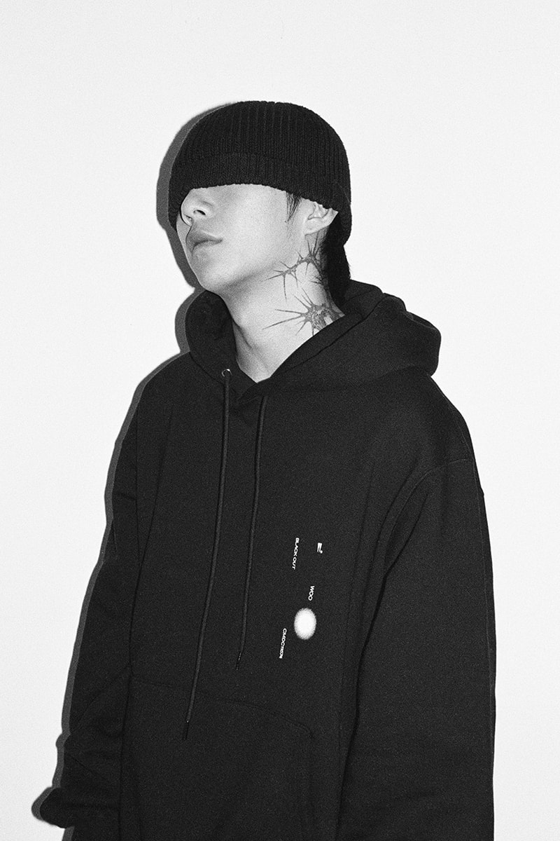 Woo Won Jae BLACK OUT Merch Hyein Seo Capsule Pop Up Release Info Jacket hoodie T shirt Pants bag Pack ring Hat Cap White AOMG