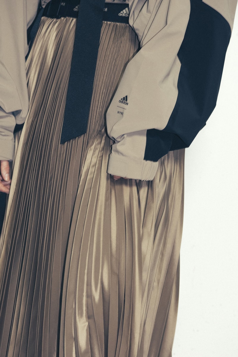 HYKE x adidas Fall/Winter 2020 Collaboration Collection fw20 seeulater feet you wear fyw sneakers consortium clothing apparel release date info buy japan november 25 drop colorway xta sandal boot white olive black tan jacket poncho skirt shirt tee logo Miho Nonaka