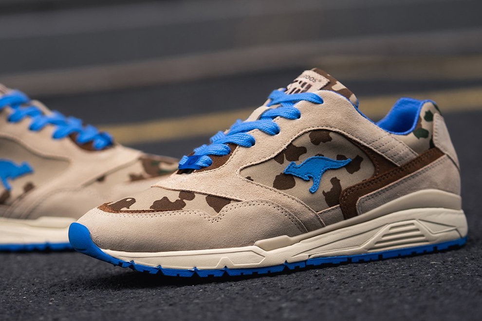 KangaROOS Ultimate Made In Germany "Veteran Desert" Release Information Closer First Look United Nations Day Blue Helmet Suede Leather Camouflaged Print Pattern Colorway 