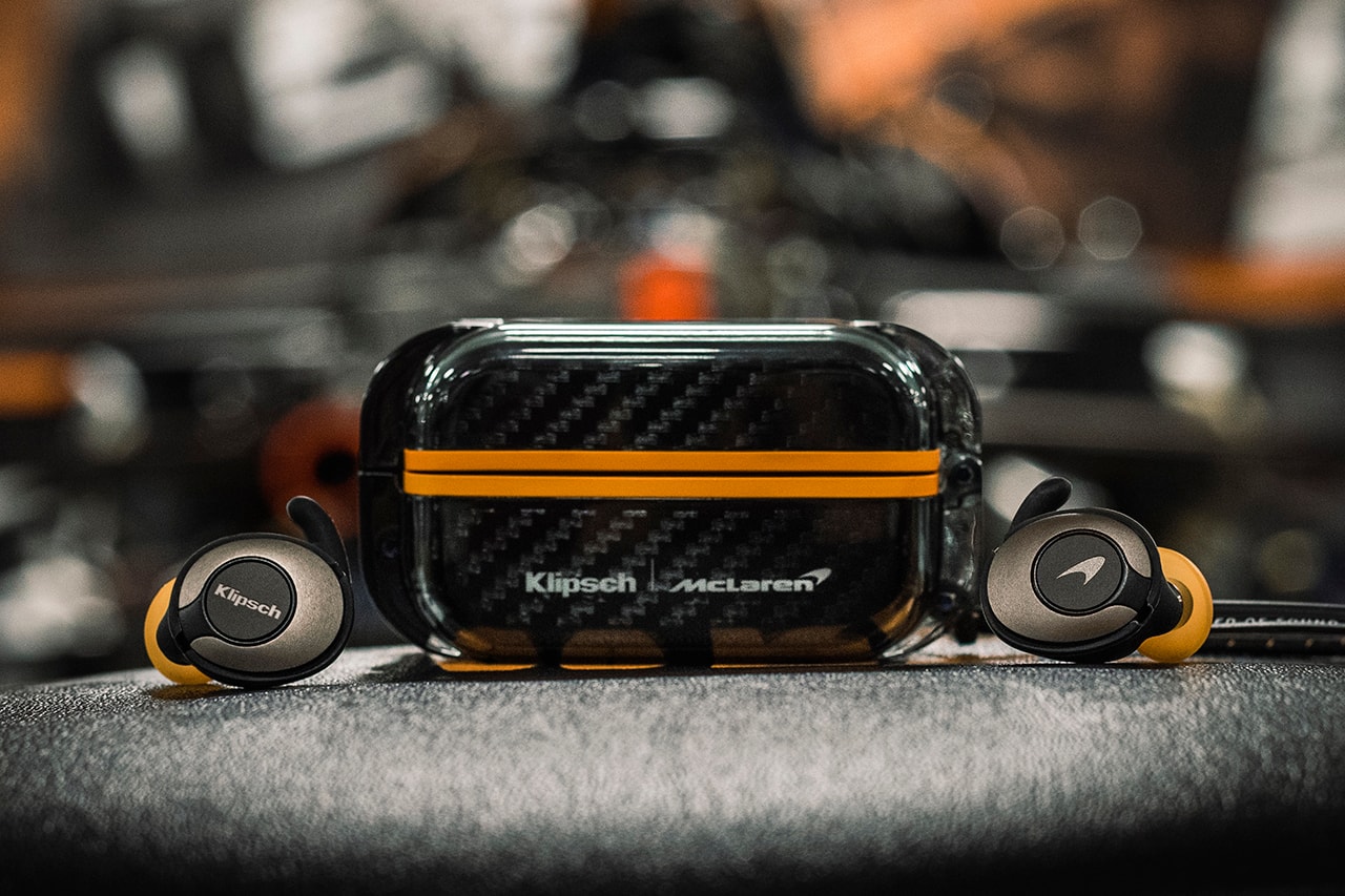 McLaren x Klipsch Audio T5 II True Wireless Sport McLaren Edition Earphones Earbuds Carbon Fiber Case Racing Race Design "Papaya Orange" Sound Listen Technology Charging