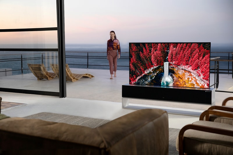 LG Rollable OLED TV 4K 65-Inch Made to Order Custom Built Television Disappearing Kvadrat Speaker Cover $87000 USD Expensive Tech Technology Ground Breaking Korean Brand 