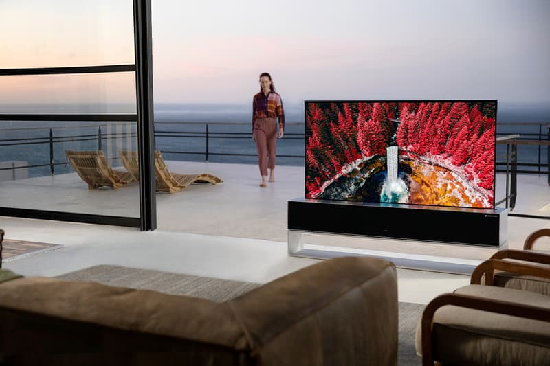 LG Rollable OLED TV 4K 65-Inch Made to Order Custom Built Television Disappearing Kvadrat Speaker Cover $87000 USD Expensive Tech Technology Ground Breaking Korean Brand