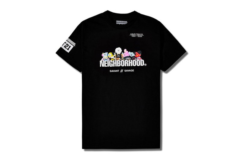 Line Friends BTS BT21 NEIGHBORHOOD SAVANT SAVAGE Collection Release Info Hoodie T shirt Black White Grey