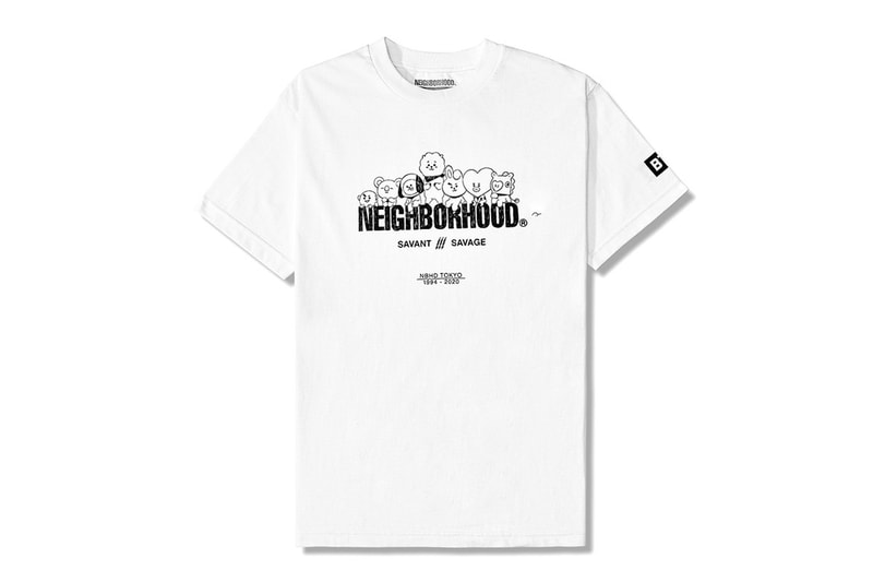 Line Friends BTS BT21 NEIGHBORHOOD SAVANT SAVAGE Collection Release Info Hoodie T shirt Black White Grey