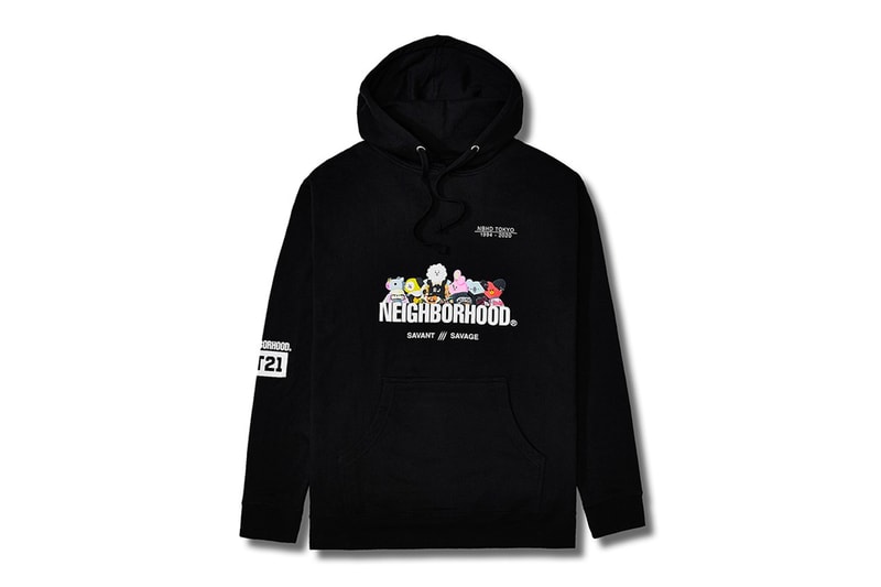 Line Friends BTS BT21 NEIGHBORHOOD SAVANT SAVAGE Collection Release Info Hoodie T shirt Black White Grey