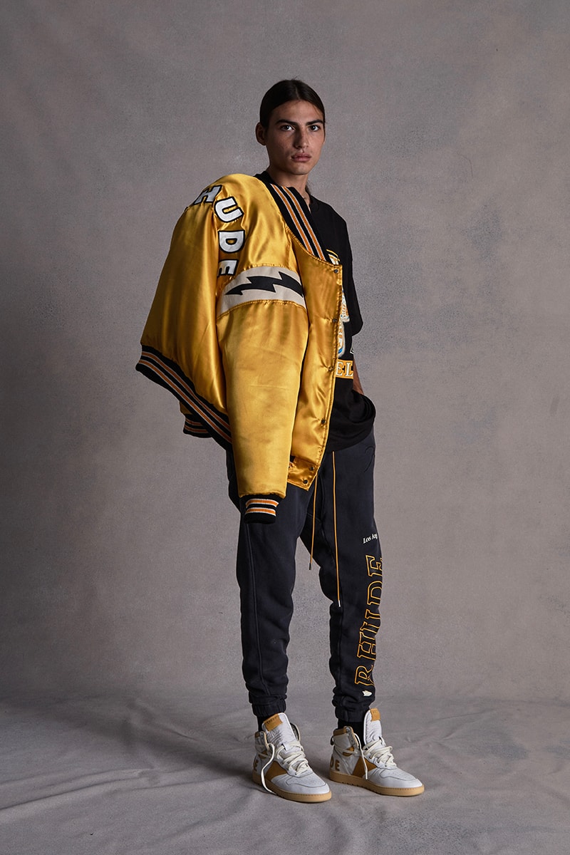 Los Angeles Lakers RHUDE Collection Capsule Release New Era Snapback Cap Hat Socks Jacket Pants T shirt 