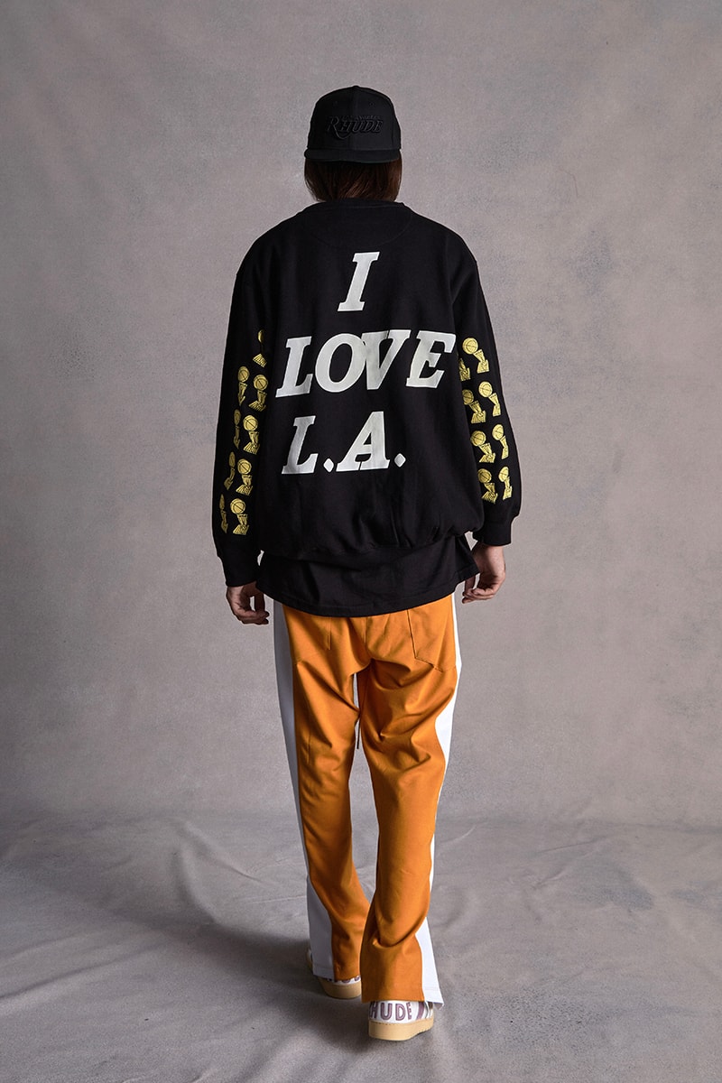 Los Angeles Lakers RHUDE Collection Capsule Release New Era Snapback Cap Hat Socks Jacket Pants T shirt 