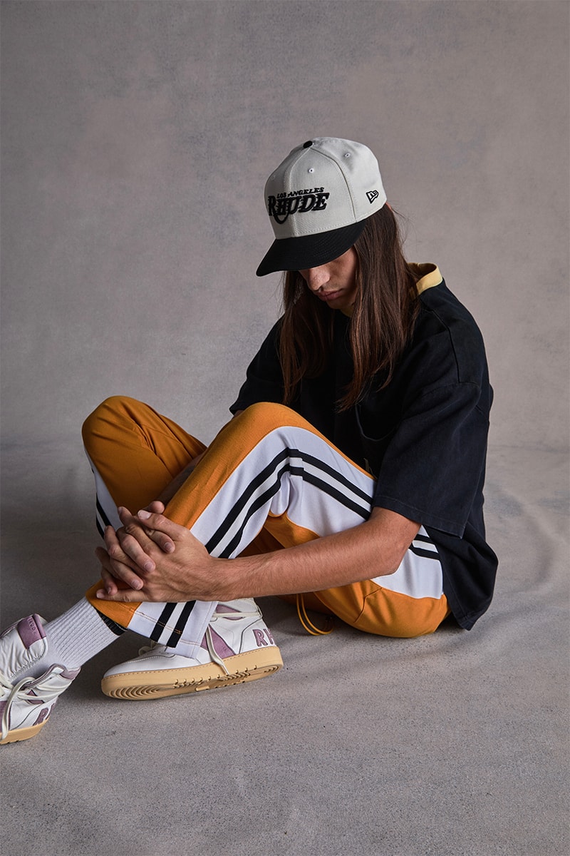 Los Angeles Lakers RHUDE Collection Capsule Release New Era Snapback Cap Hat Socks Jacket Pants T shirt 