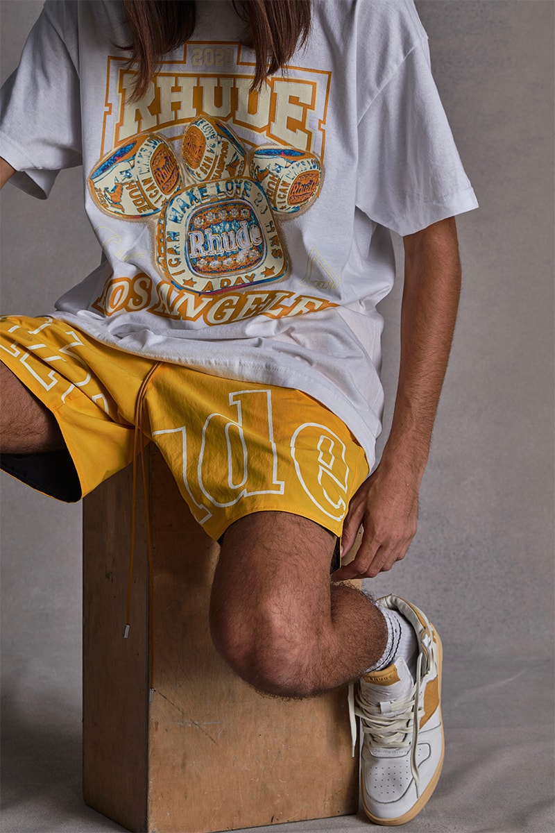 Los Angeles Lakers RHUDE Collection Capsule Release New Era Snapback Cap Hat Socks Jacket Pants T shirt 