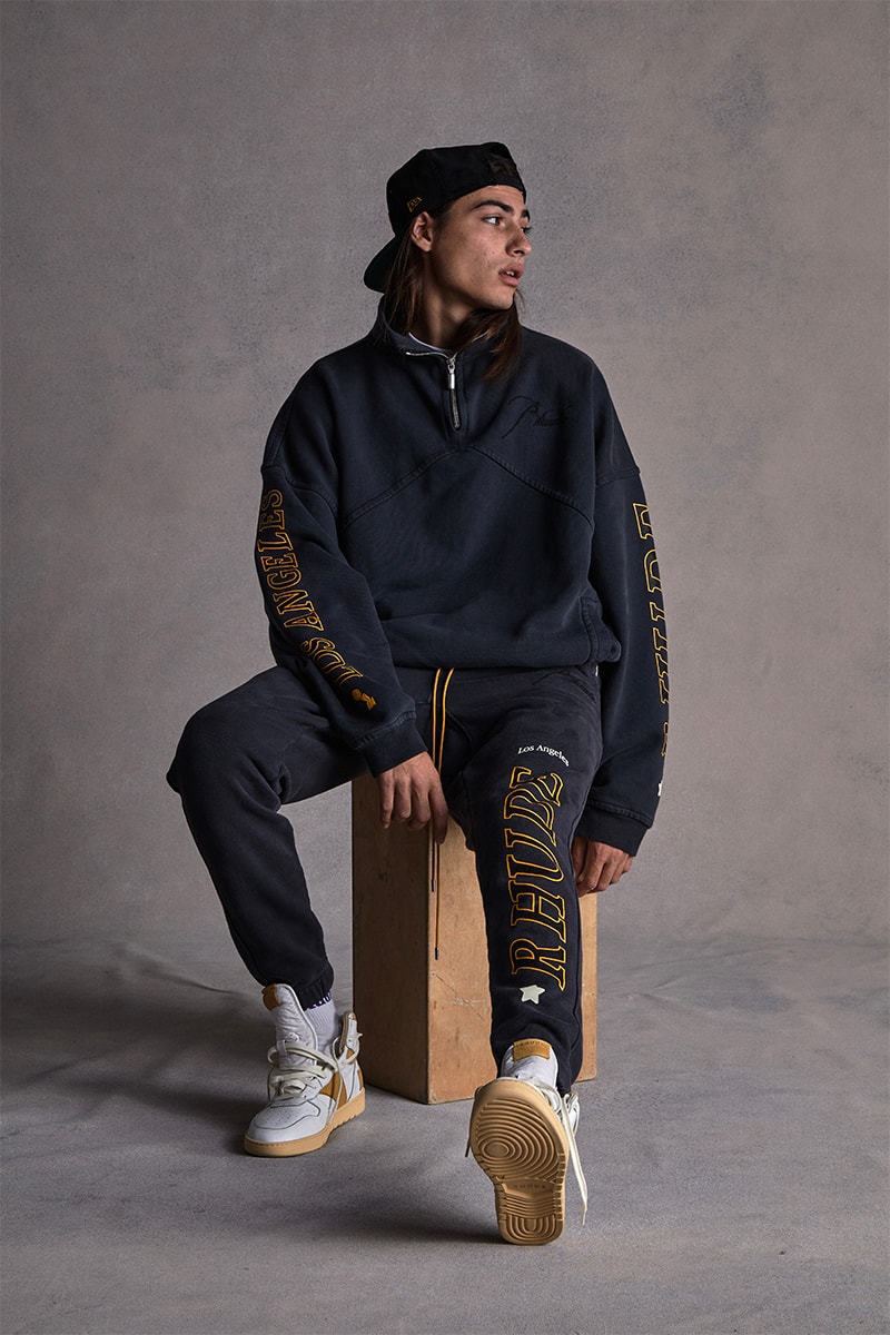 Los Angeles Lakers RHUDE Collection Capsule Release New Era Snapback Cap Hat Socks Jacket Pants T shirt 