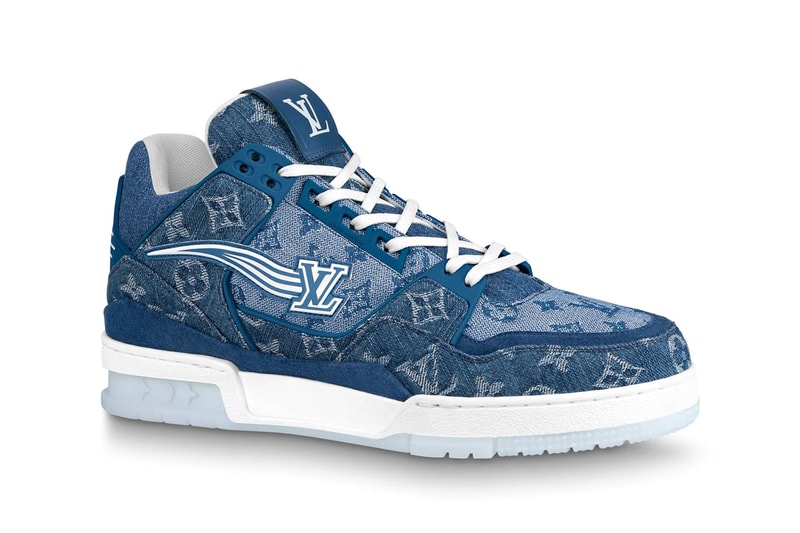 louis vuitton lv 408 trainer low monogram denim blue virgil abloh pre order official release date info photos price store list buying guide