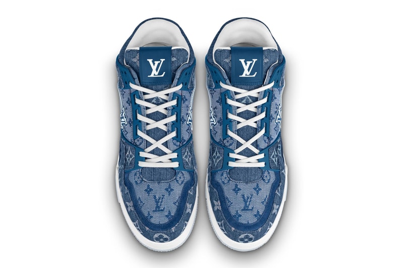 louis vuitton lv 408 trainer low monogram denim blue virgil abloh pre order official release date info photos price store list buying guide