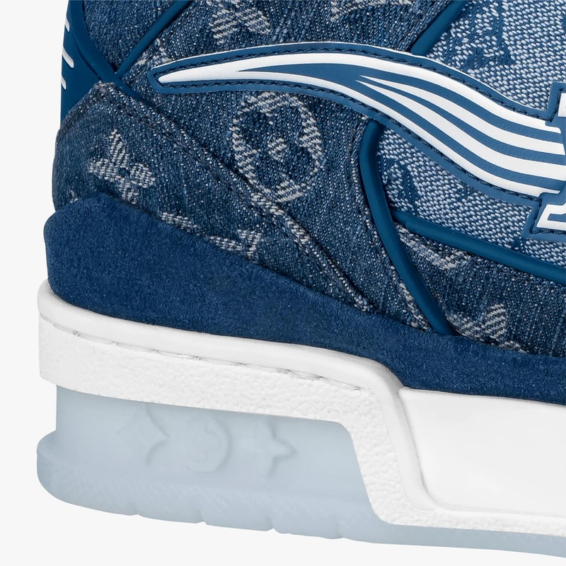 louis vuitton lv 408 trainer low monogram denim blue virgil abloh pre order official release date info photos price store list buying guide