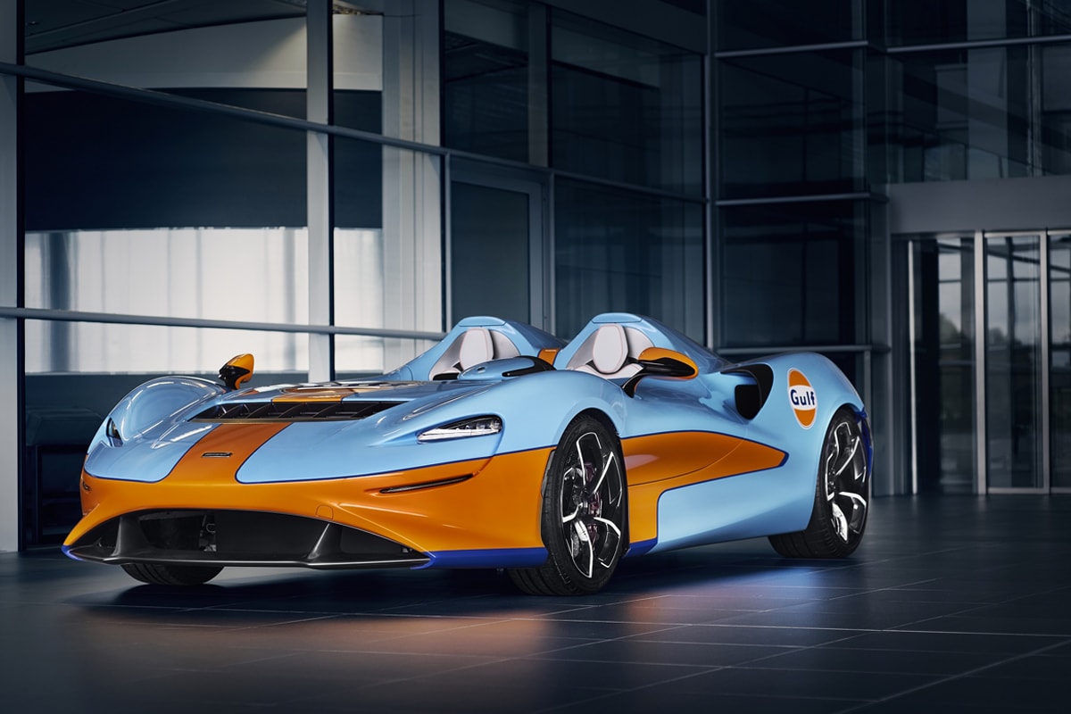 mclaren elva limited edition 249 units examples gulf livery orange light blue heritage classic inspired vintage