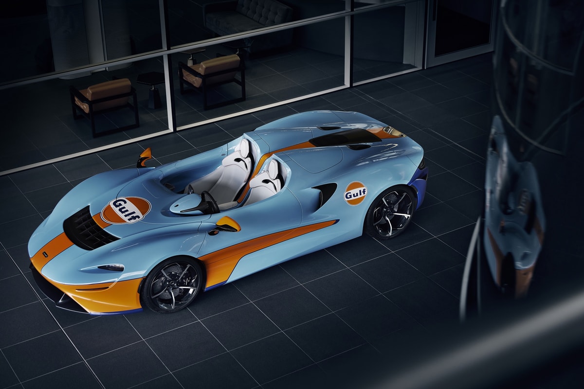 mclaren elva limited edition 249 units examples gulf livery orange light blue heritage classic inspired vintage