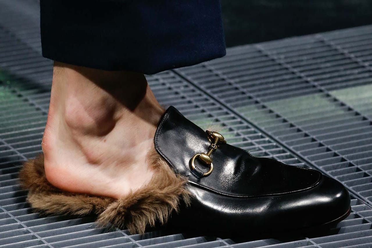 gucci slipper on feet