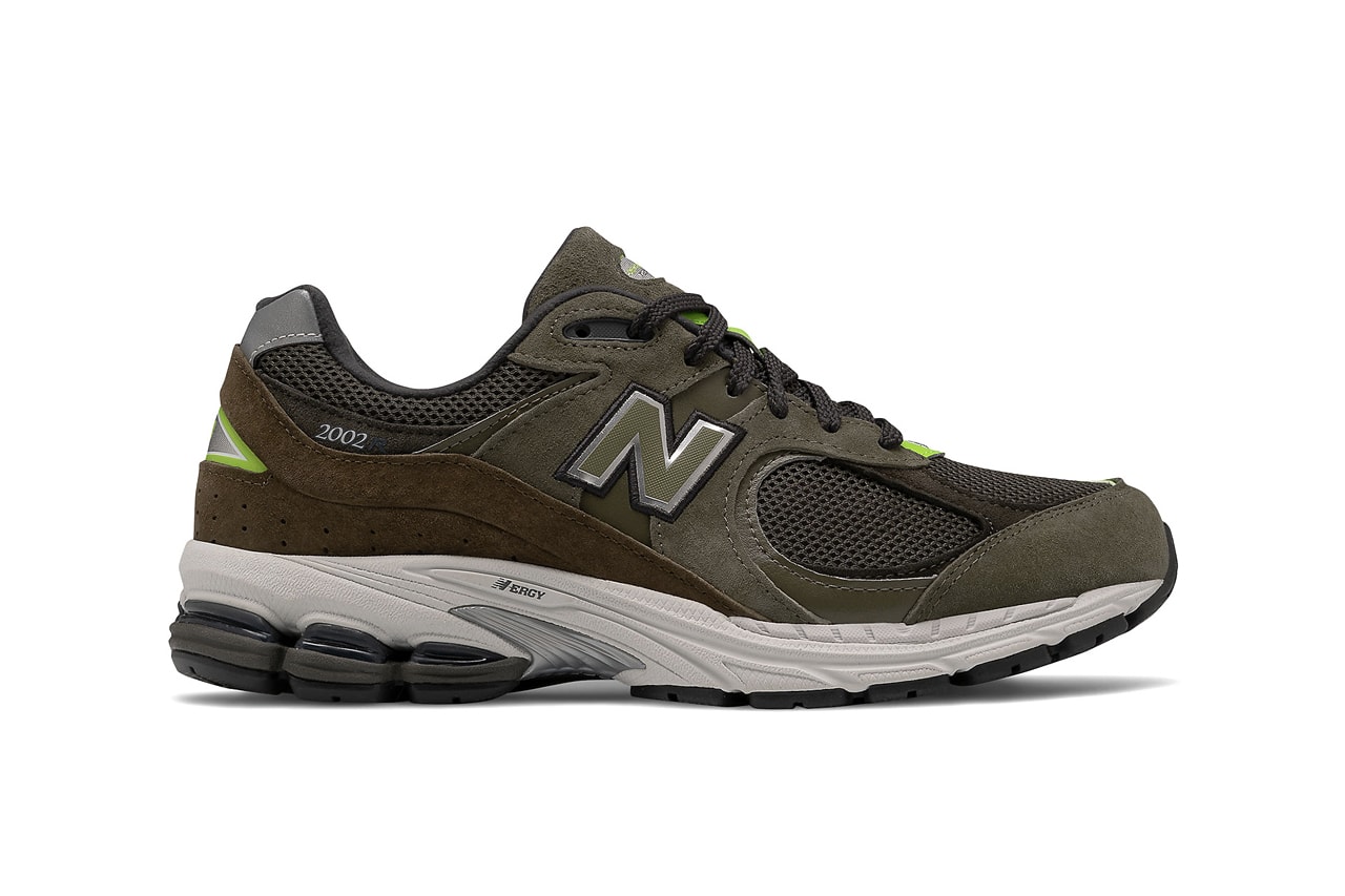 New Balance 2002R In-Line Sneaker Shoe General Release Multiple Colorways Closer Look Drop Date OG Trainer Runner Retro Chunky Marblehead with light aluminum Pigment Bone Defense green with natural indigo Camo green with nettle green Petrol with exuberant pink