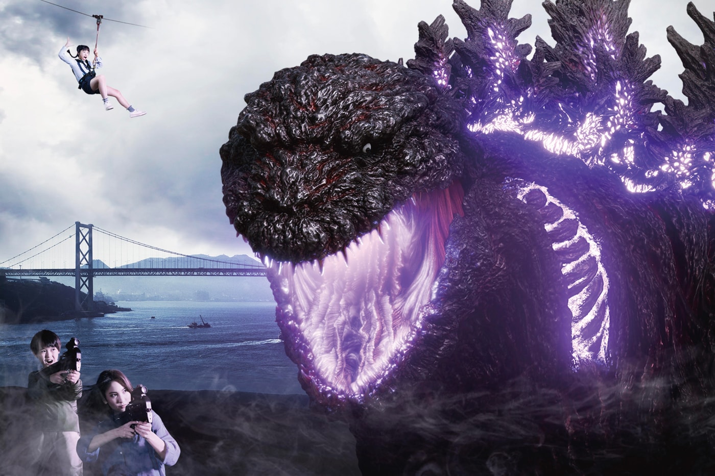 Nijigen no Mori Park Officially Unveils Its Life-Sized Godzilla Awaji Island Japan Kaiju zip line attraction cartoon manga anime pop-culture 