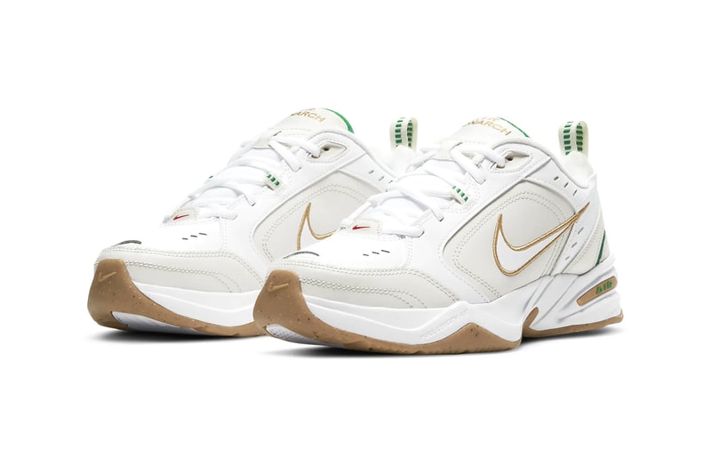 Nike Air Monarch IV Phantom Gray lucky green metallic gold Colorway menswear streetwear fall winter 2020 collection fw20 shoes footwear kicks trainers runners 415445 103