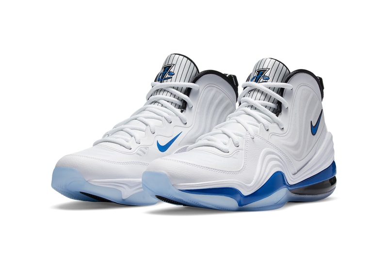 nike basketball air penny hardaway v 5 game royal white black orlando magic pinstripes CN0052 100 official release date info photos price store list buying guide