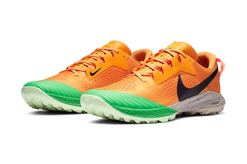 nike zoom air terra tiger 6 release kumquat orange green pink release trail running trainers sneakers