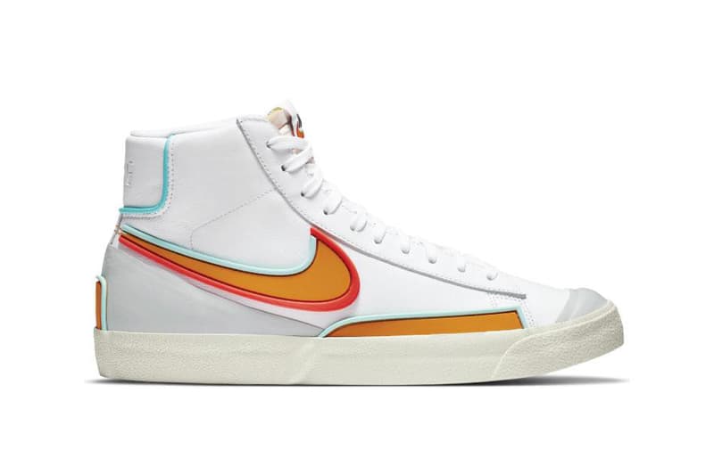Nike Blazer Mid '77 "Infinite" Pack D/MS/X DA7233-400 DA7233-100 DA7233-101 Deep Royal Blue / Chile Red - Copa White / Kumquat - Aurora Green Summit White / White - Sail - Vast Grey Sneaker Release Information Drop Date Closer Look Swoosh Basketball OG Shoe Trainer