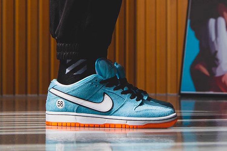Nike SB Dunk Low Pro Club 58 First Look Release Info on foot closer BQ6817-401 Blue Chill Safety Orange Black White