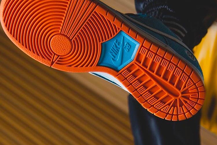 Nike SB Dunk Low Pro Club 58 First Look Release Info on foot closer BQ6817-401 Blue Chill Safety Orange Black White