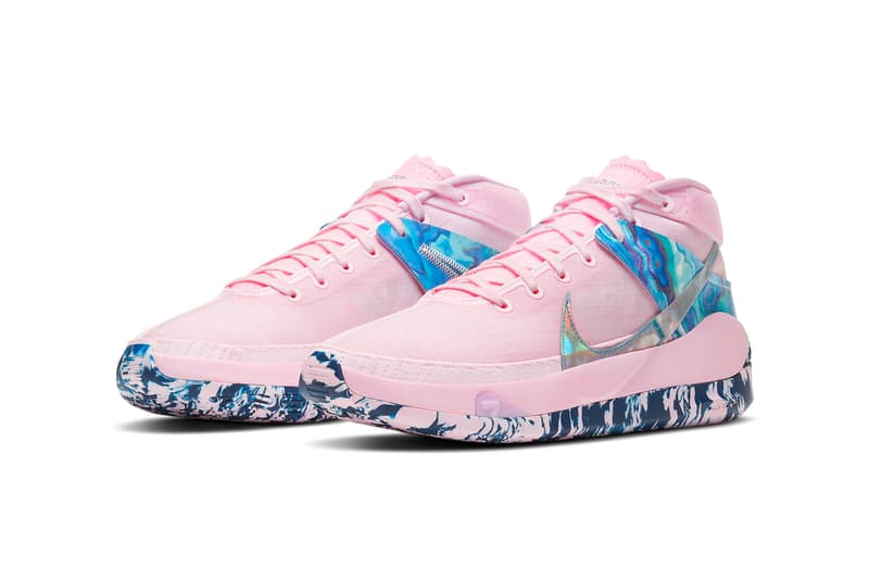 nike basketball kevin durant kd 13 aunt pearl pink foam blue void light arctic pink DC0011 600 official release date info photos price store list buying guide