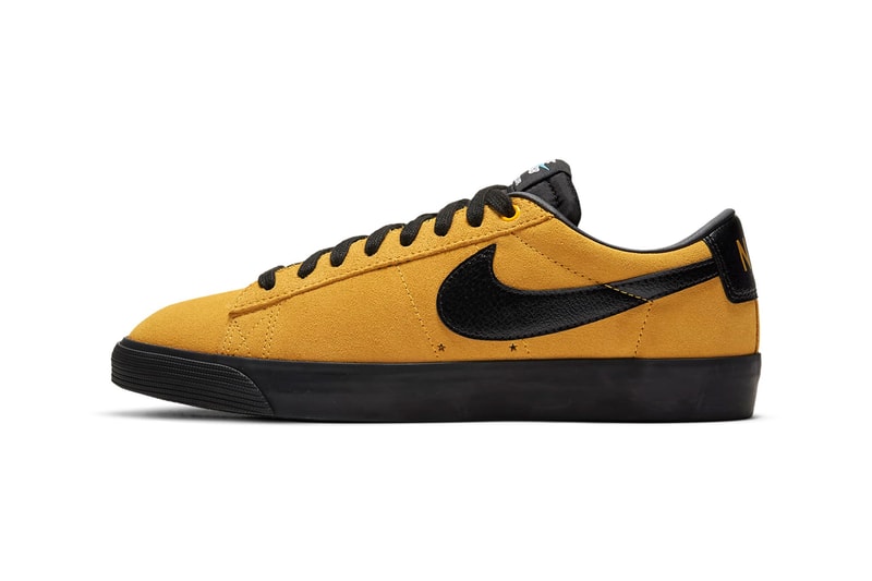 Nike SB Highlighter Pack Blazer Low GT Zoom Blazer Mid Zoom Stefan Janoski RM University Gold / University Gold / Black / Black altic blue / Baltic blue / White / Black ink Rise / Pink Rise / News Print / Black Release Information Swoosh Sneakers Drop Date Closer Look