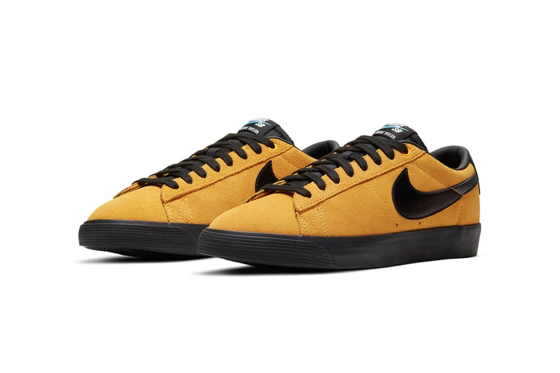 Nike SB Highlighter Pack Blazer Low GT Zoom Blazer Mid Zoom Stefan Janoski RM University Gold / University Gold / Black / Black altic blue / Baltic blue / White / Black ink Rise / Pink Rise / News Print / Black Release Information Swoosh Sneakers Drop Date Closer Look
