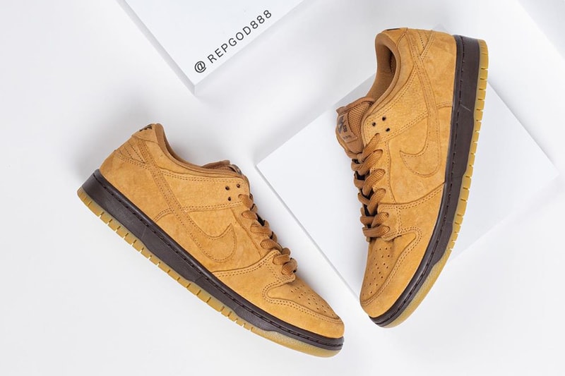 nike sb skateboarding dunk low wheat flax tan brown official release date info photos price store list buying guide