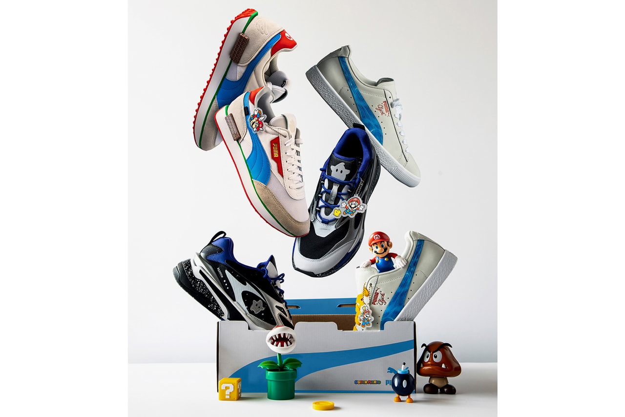 nintendo puma super mario 3d all stars footwear sneaker collection rs fast clyde future rider 64 galaxy sunshine teaser leak official release date info photos price store list buying guide