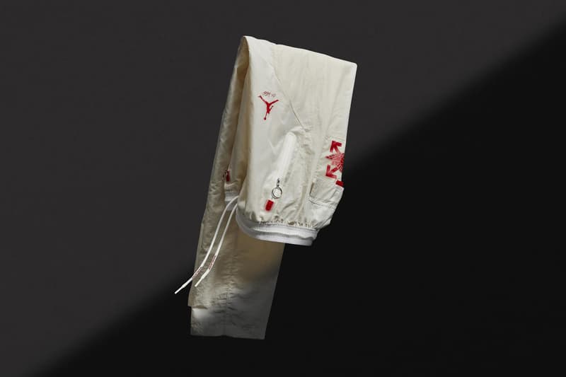 off white air jordan brand 5 sail fire red muslin black dh8565 100 apparel collaboration collection hoodies shirts sweatshirt sweatpants t shirt virgil abloh official release raffle date info photos price store list buying guide