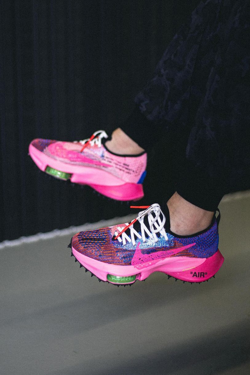 off white virgil abloh nike sportswear air zoom tempo next percent pink blue official release date info photos price store list buying guide