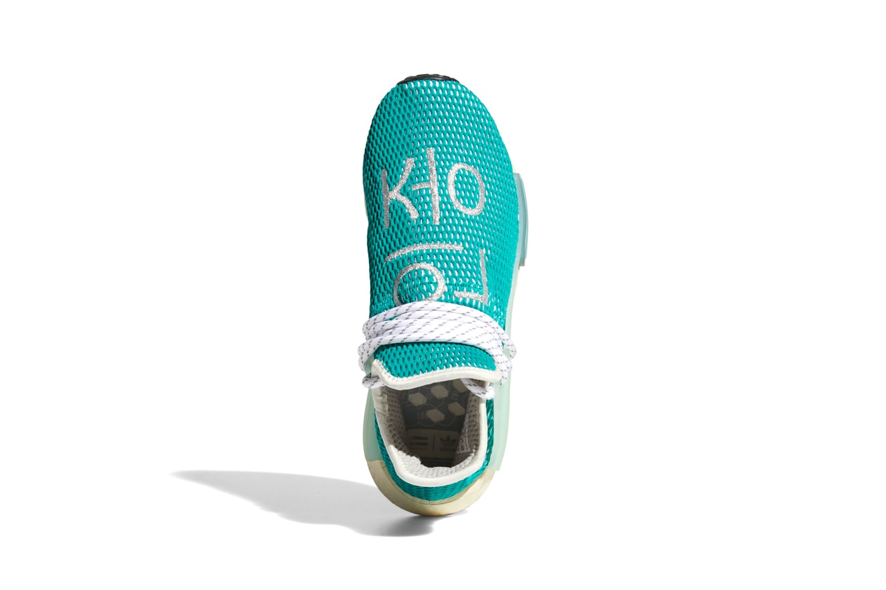 Pharrell Williams x adidas Originals Hu NMD Glory Grey / Dash Green / Sand Q46466 Sneaker Release Information BOOST Sole Unit Three Stripes Limited Edition Collaboration