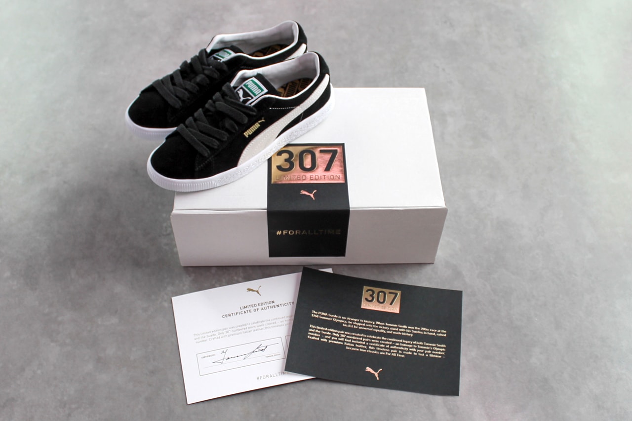 puma suede tommie smith black white 50 years 1968 olympic games friends and family 307 pairs official release date info photos price store list buying guide