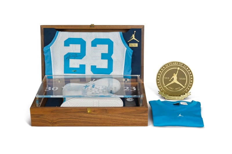 Michael Jordan UNC Pack Sothebys Auction 100000 usd converse leather pro university of north carolina winning shot tar heel jersey signature
