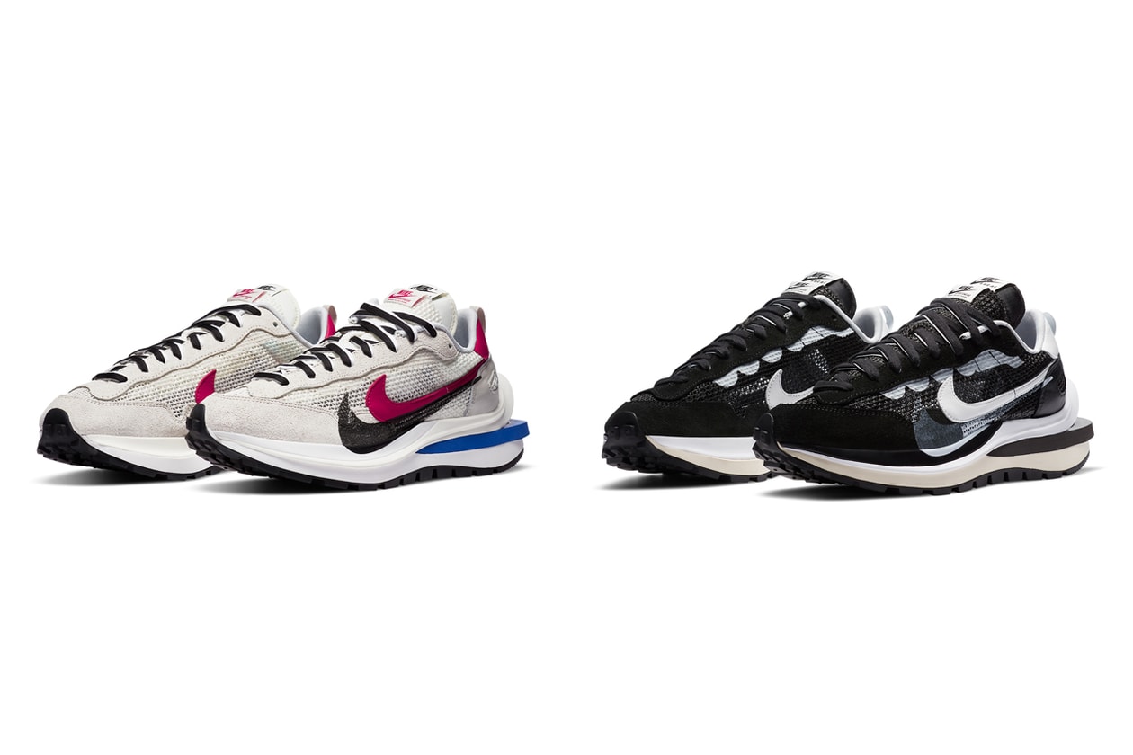 sacai nike sportswear vaporwaffle black white red blue chitose abe cv1363 001 100 pegasus 83 zoomx vaporfly next percent official release date info photos price store list buying guide