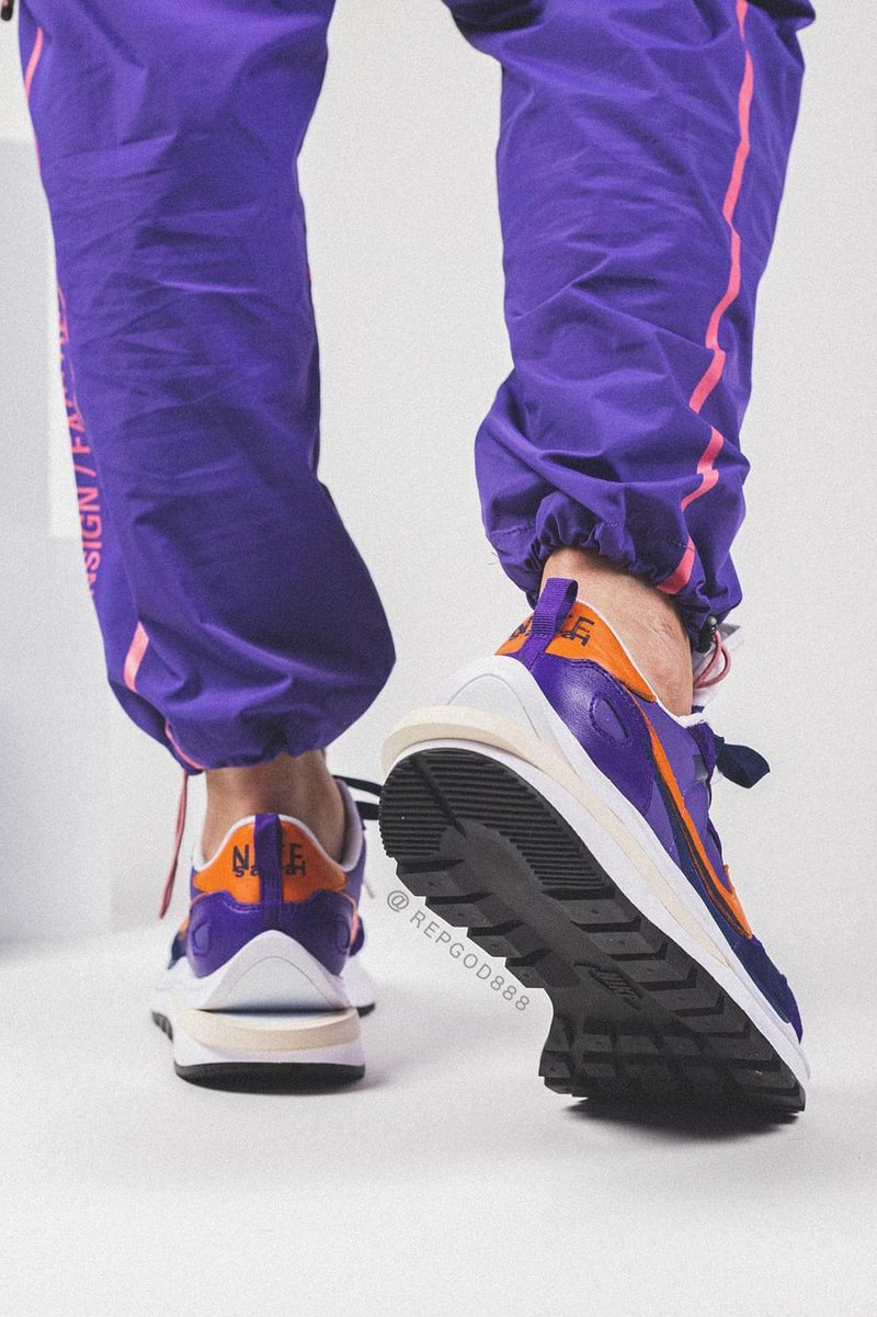 sacai nike sportswear vaporwaffle purple orange nylon upper chitose abe official release date info photos price store list buying guide