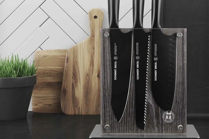 schmidt brothers german stainless steel titanium coated jet black matte knives cooking utensils cutlery set 