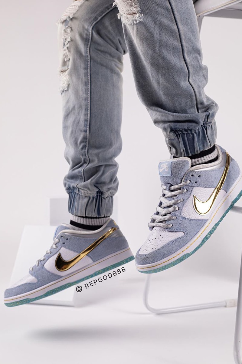 nike sb skateboarding dunk low sean cliver white gray gold blue official release date info photos price store list buying guide