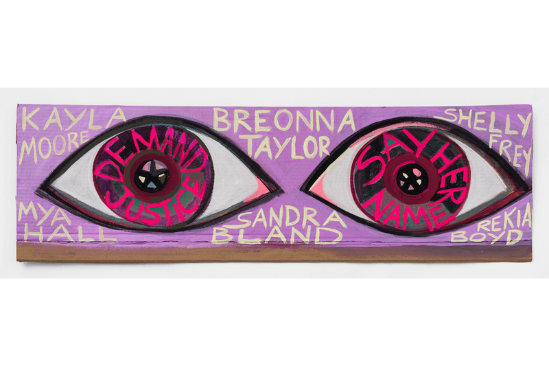 show me the signs auction exhibition billie eilish cardi b nathaniel mary quinn george condo rashid johnson bruno mars david hockney