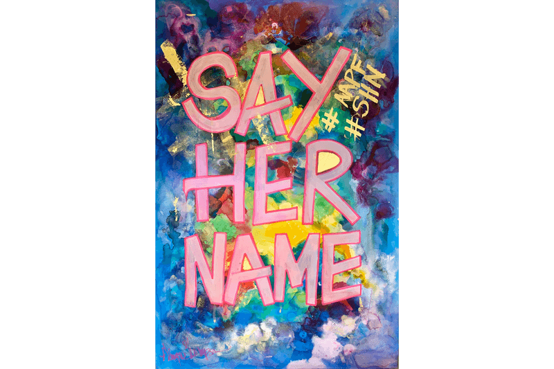 show me the signs auction exhibition billie eilish cardi b nathaniel mary quinn george condo rashid johnson bruno mars david hockney