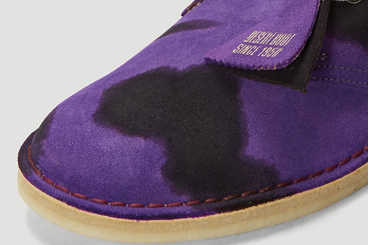 stain shade Clarks Originals desert boot ln-cc 10.10 project rework hand-dyed purple brown