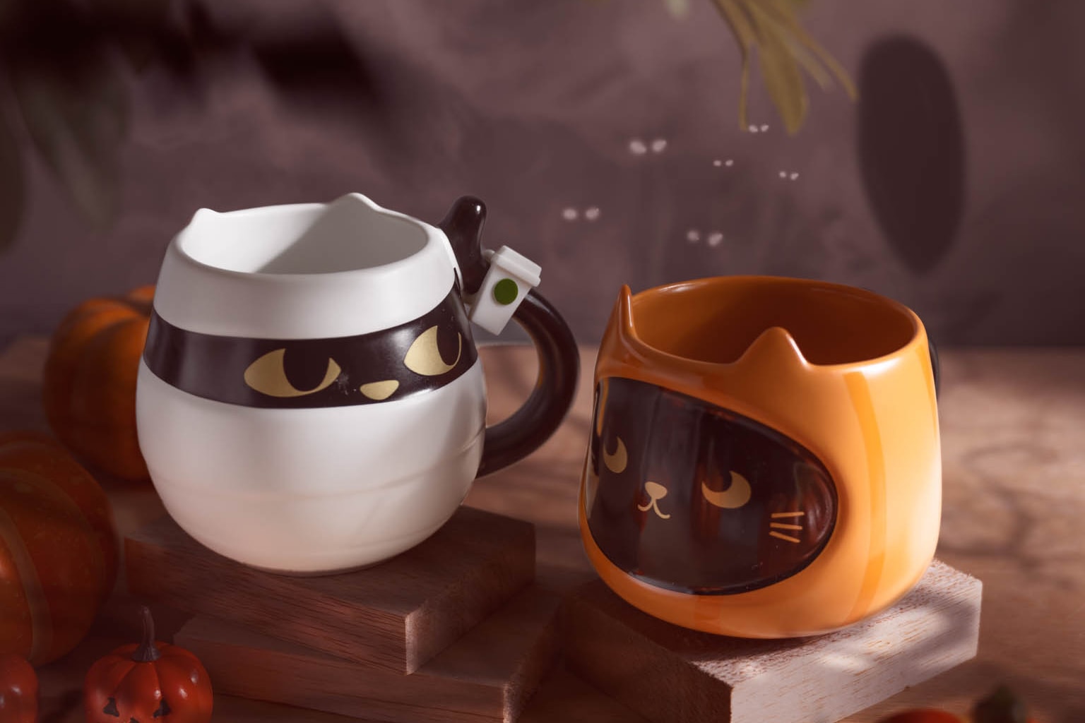 Starbucks' 2020 Halloween Collection Is for the Cat-Loving Coffee Drinker Pumpki-tten bottle Purrific mug Meowloween tumbler