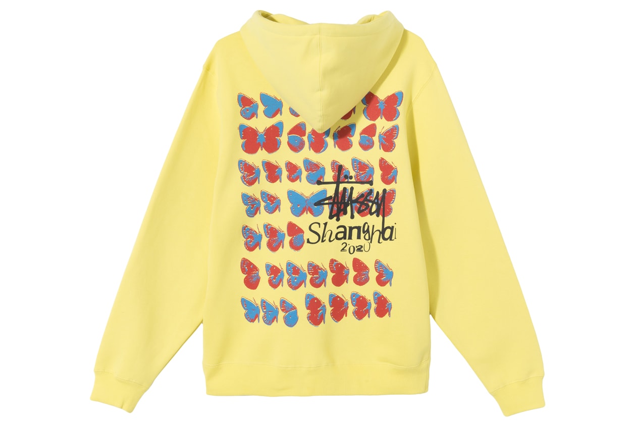 stussy shanghai chapter store exclusive apparel collection t shirt hoodie butterflies jade dice official release date info photos price store list buying guide