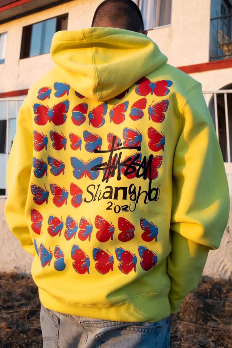 stussy shanghai chapter store exclusive apparel collection t shirt hoodie butterflies jade dice official release date info photos price store list buying guide