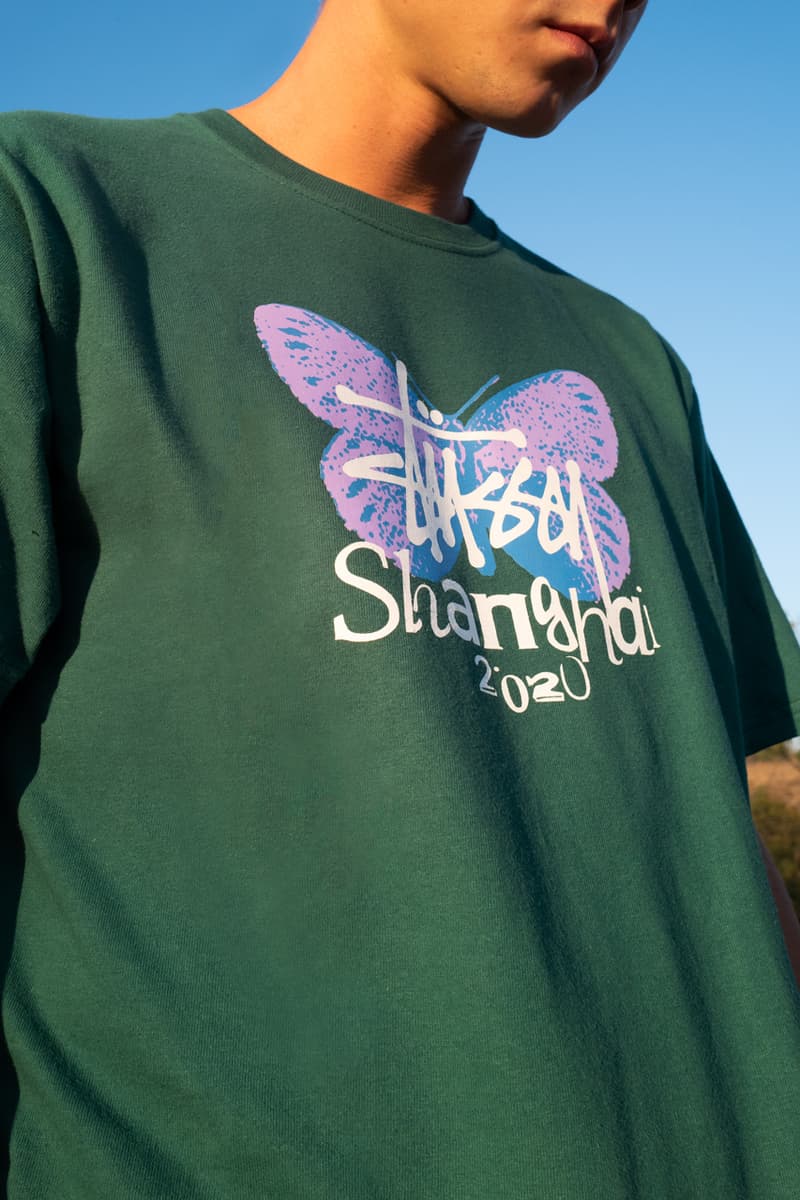 stussy shanghai chapter store exclusive apparel collection t shirt hoodie butterflies jade dice official release date info photos price store list buying guide